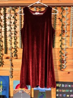 Vintage Joule Velvet Sleeveless A-Line Dress - Burgundy